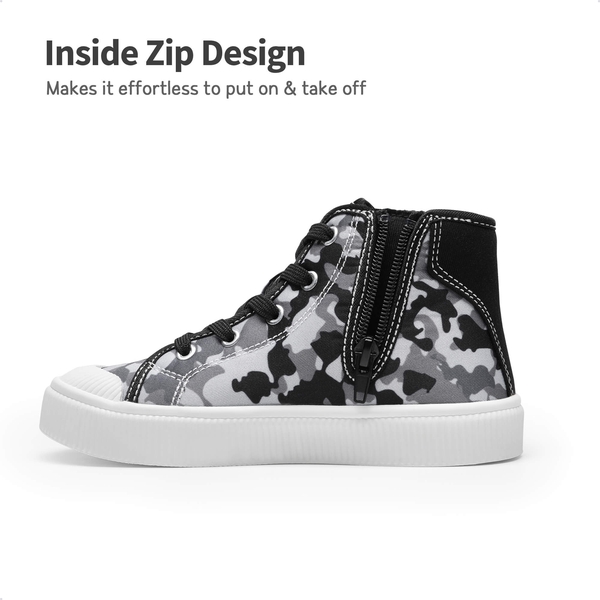 [LilLegends CourtStar] Kids Canvas High-Top Casual Sneakers - BLACK CAMO - 4
